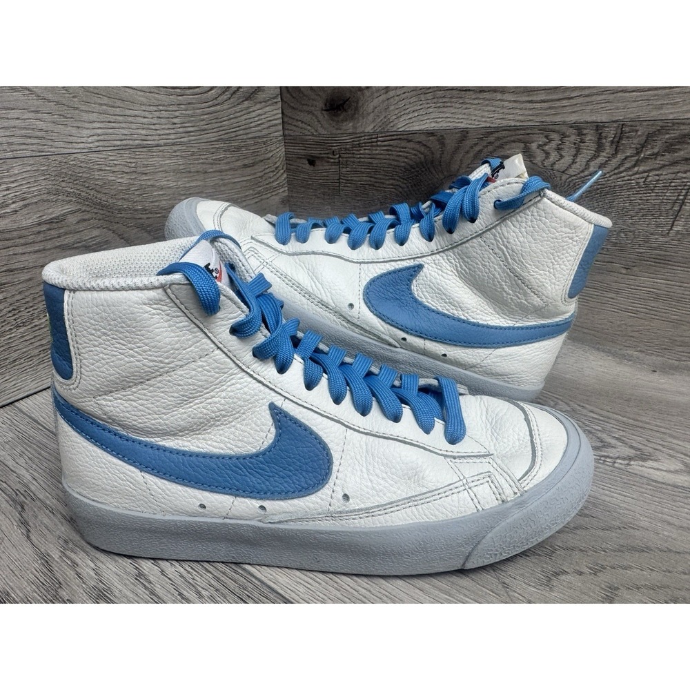 Nike Blazer Mid White Blue Leather Sneakers Womens 5 Casual Shoes *see Desc.